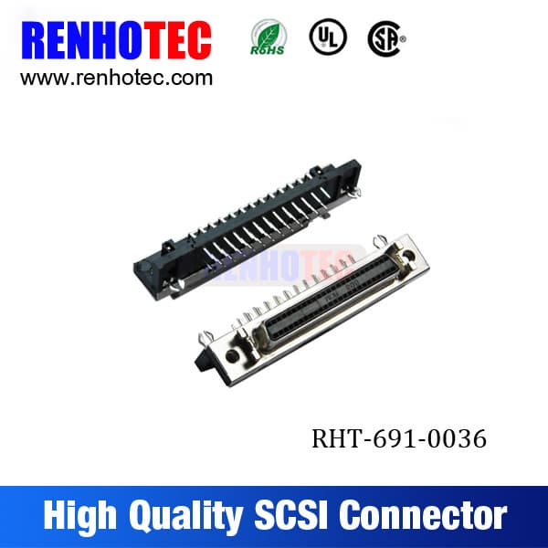 Right Angle 50 Pin Female SCSI Socket Connector DB Type